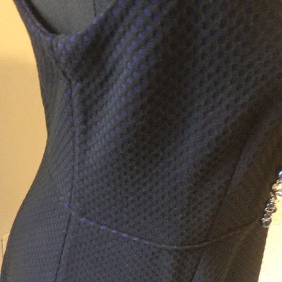 LOFT sheath dress - Navy blue w purple polka dots. - Picture 5 of 5